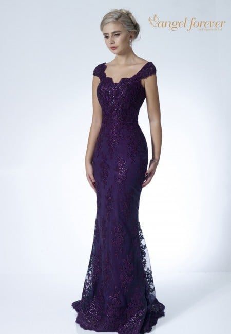 Angel Forever Wine Lace Prom Dress / Evening Dress